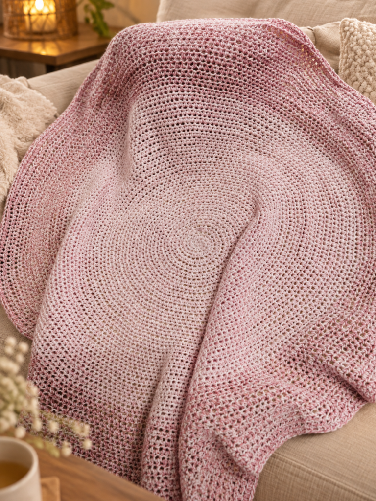 Wordless Wednesday: Crocheting with Gradient Pink Rose Yarn