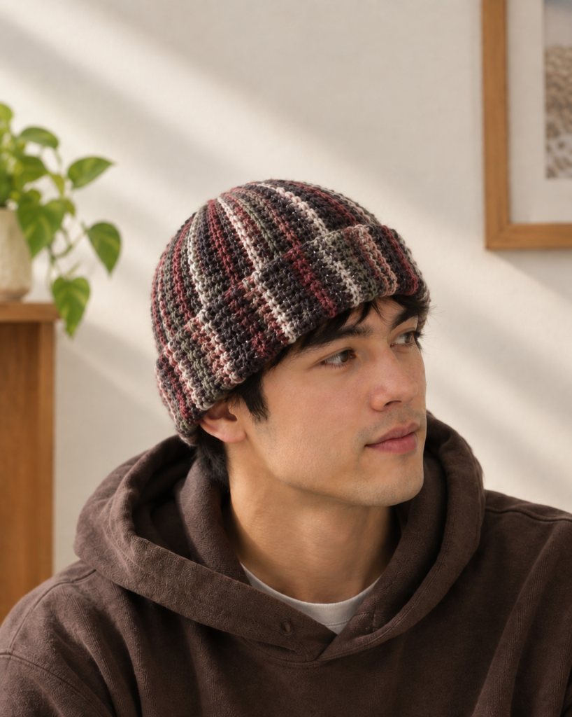 giving and receiving handmade gifts - striped beanie