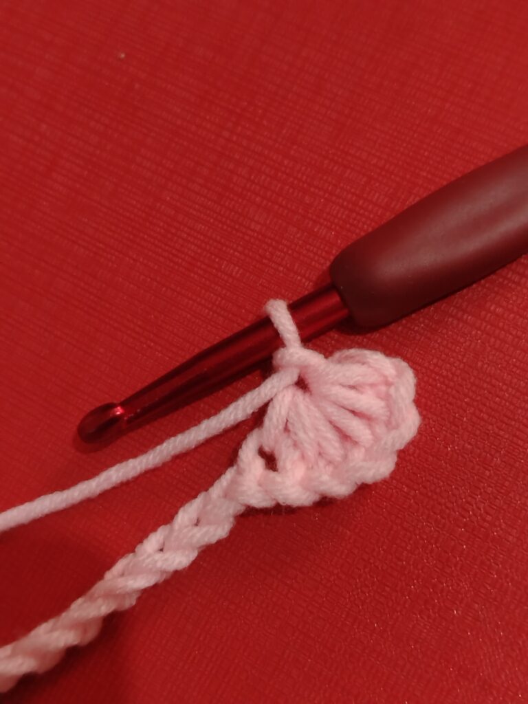 pull up a loop thrpugh all 6 loops and chain 1 to make the first star stitch