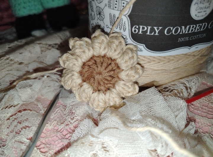 find joy in handmade - daisy motif - brown middle (bud) & Cream petals