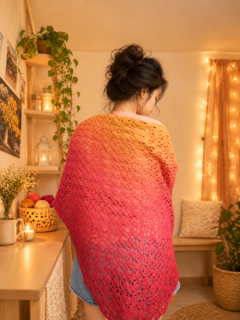 handmade gradient crochet shawl