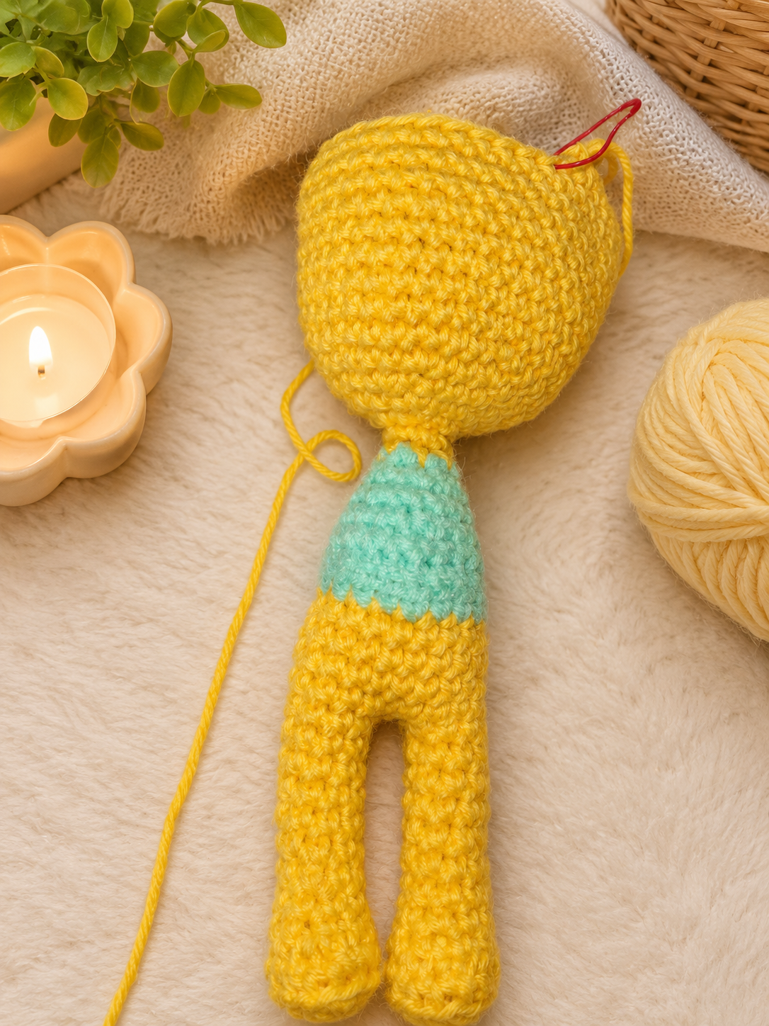 Joy Amigurumi in progress, making the head