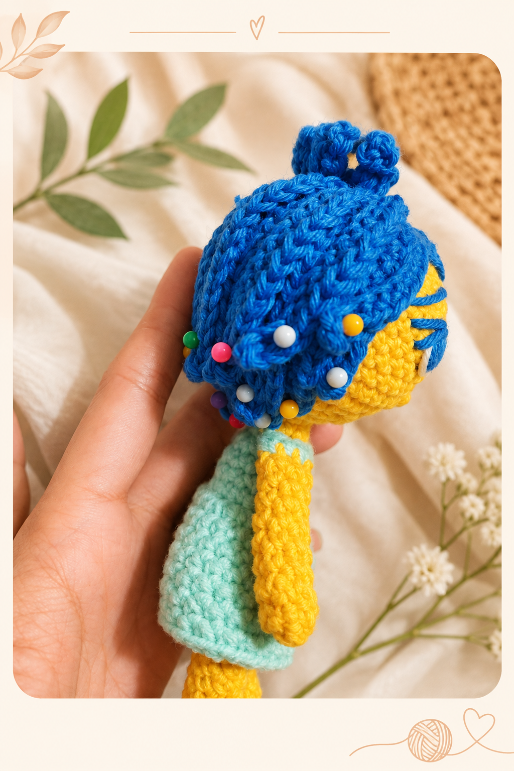 Joy Amigurumi Progress - Blue hair