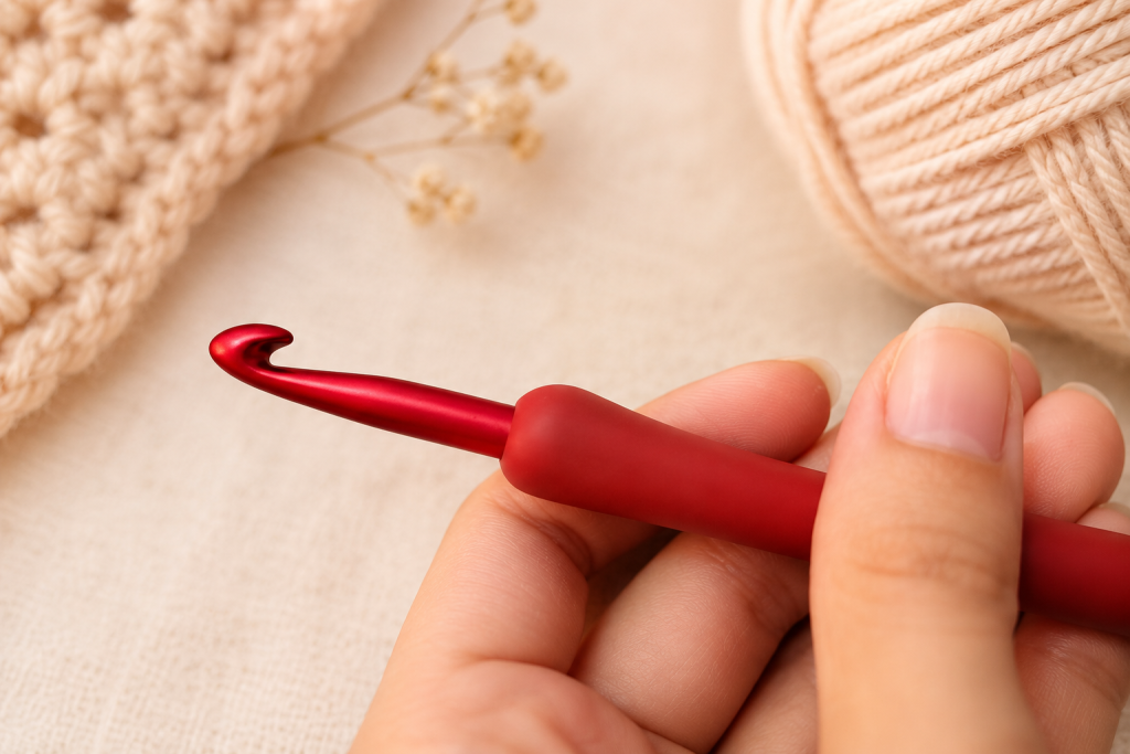 red crochet hook