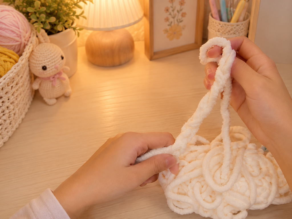 kids learn to crochet and make chains by hand